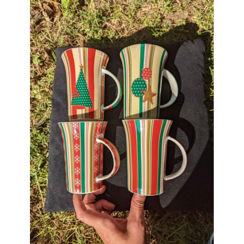 Vintage "Christmas" MAXWELL & WILLIAMS Designer Homewares Striped BOXED Set of F